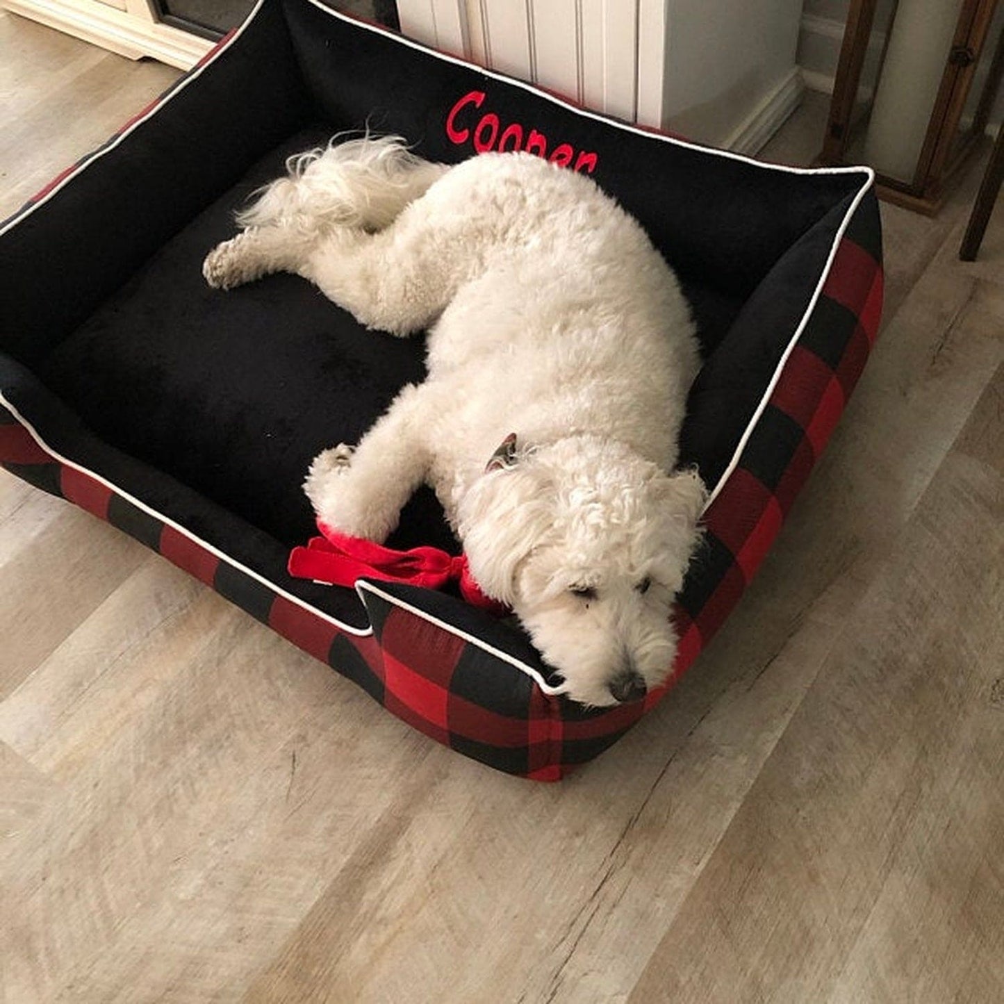 Buffalo Plaid Minky Dog Bed