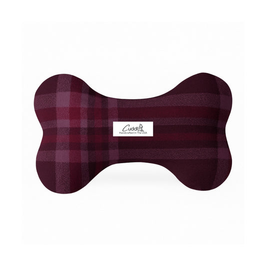 Aubergine Flannel Dog Bone Squeaky Toy