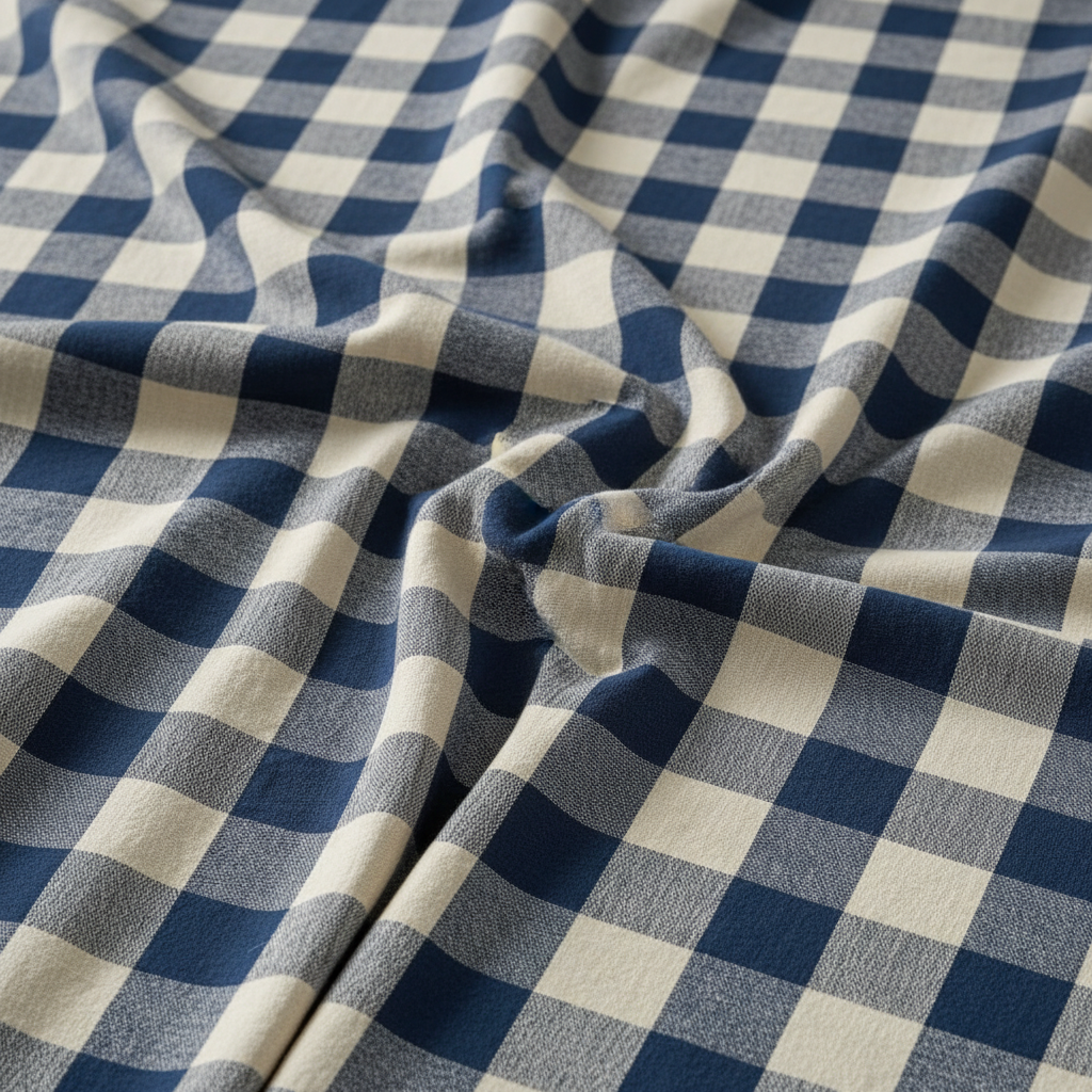 Navy & Linen Check Pillow Bed