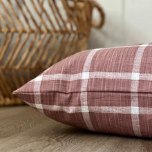 Load image into Gallery viewer, rose colored dog bed with a windowpane print
