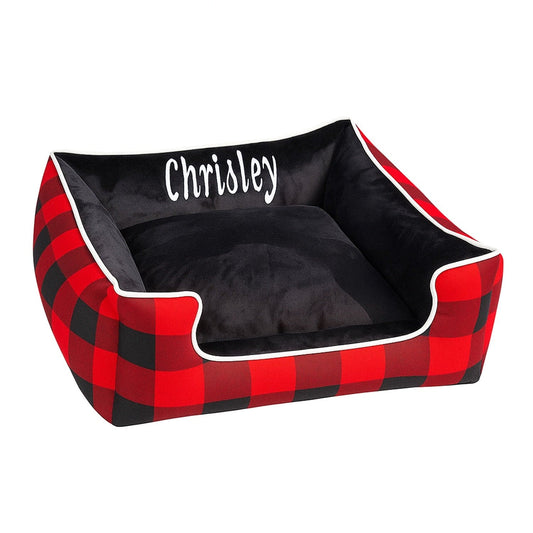 Buffalo Plaid Minky Dog Bed
