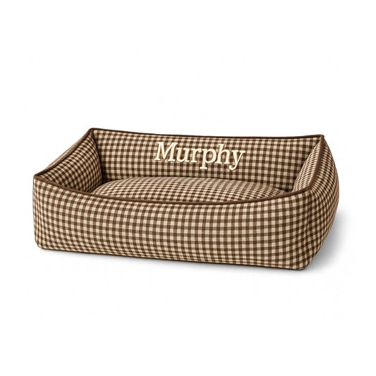 Chestnut Gingham Dog Bed