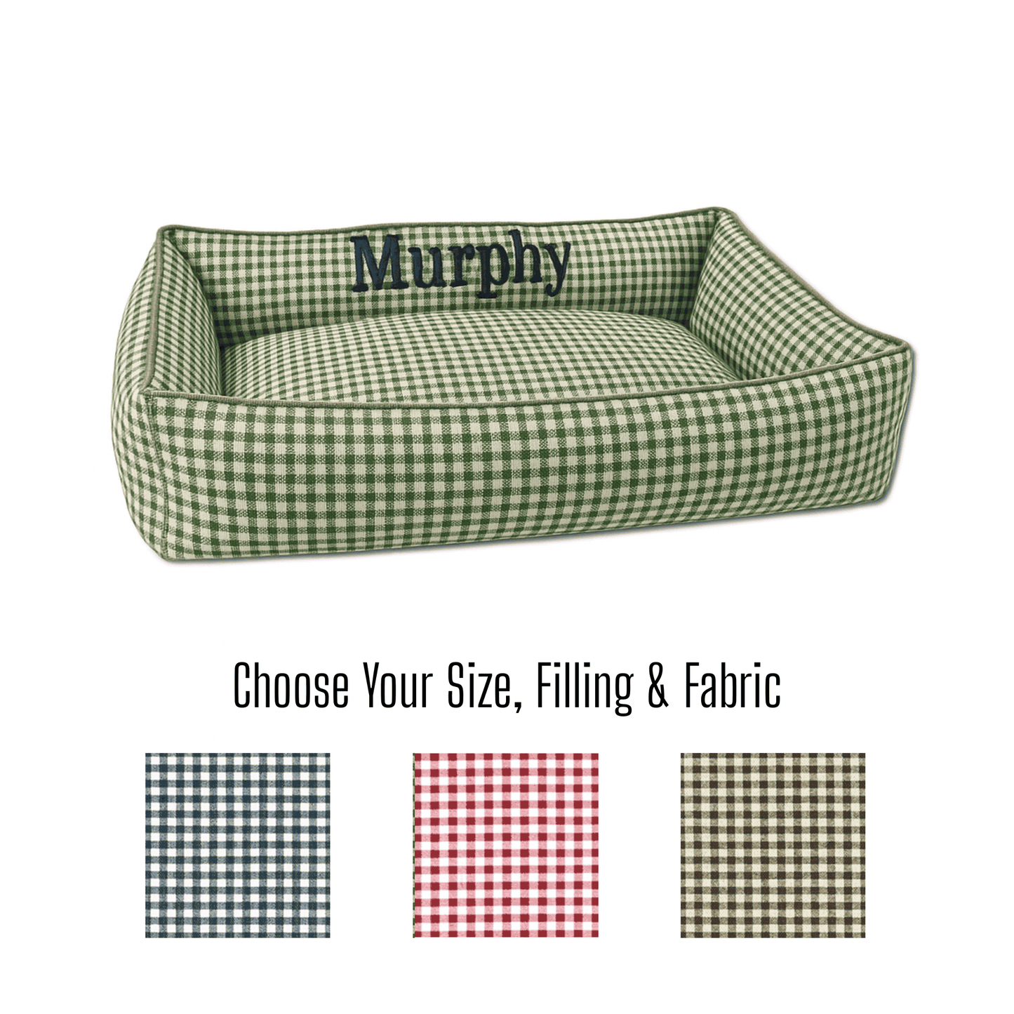 Fall Green Gingham Dog Bed