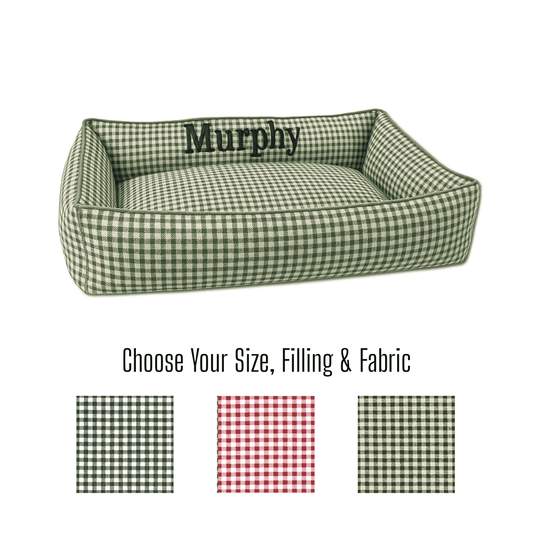 Red Check Gingham Dog Bed