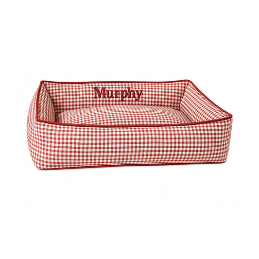 Red Check Gingham Dog Bed