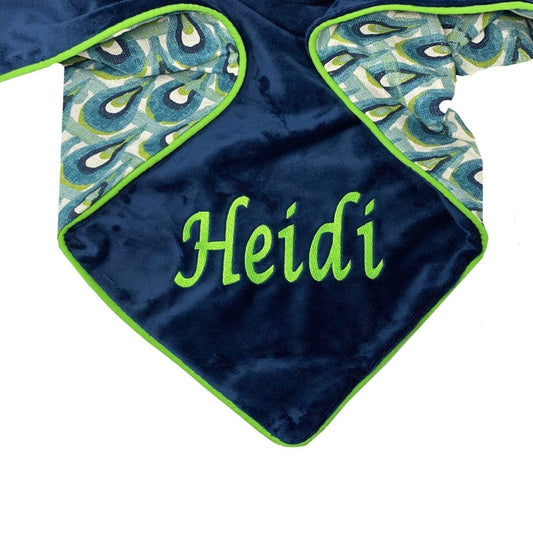 blue and green dog blanket