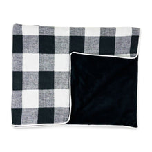 Load image into Gallery viewer, Black Check and Black Minky Pet Blanket

