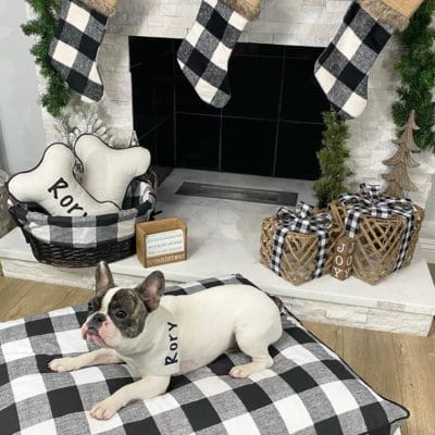 Black check mattress dog bed
