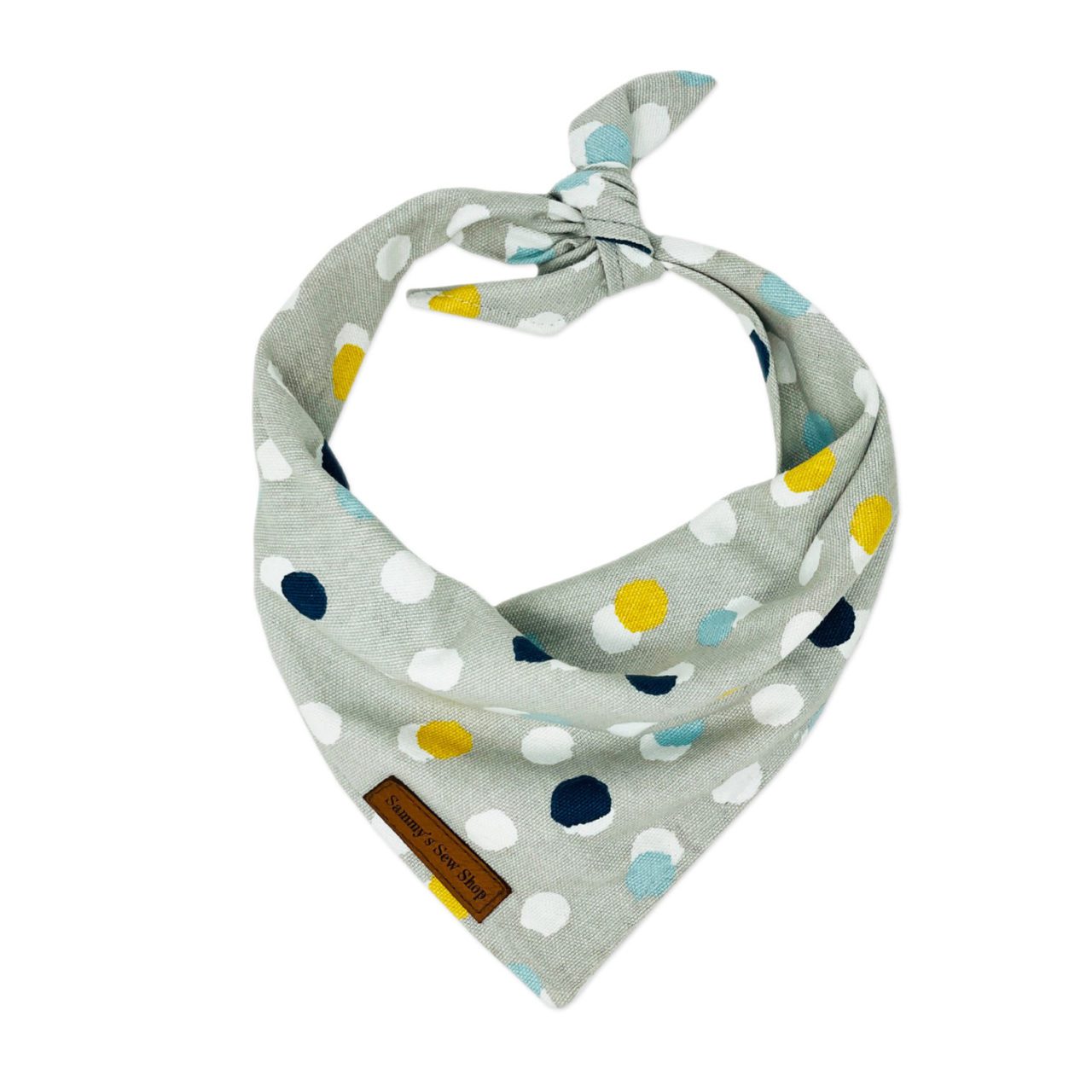 Grey polka dot dog bandana