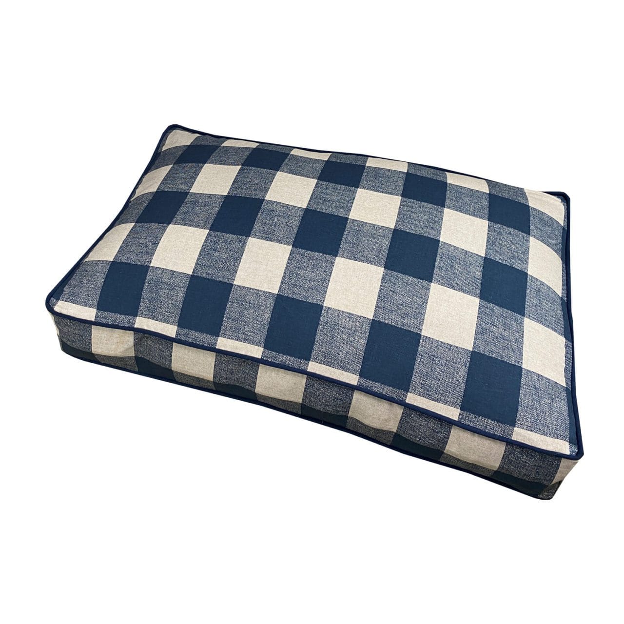 Blue and white mattress dog bed