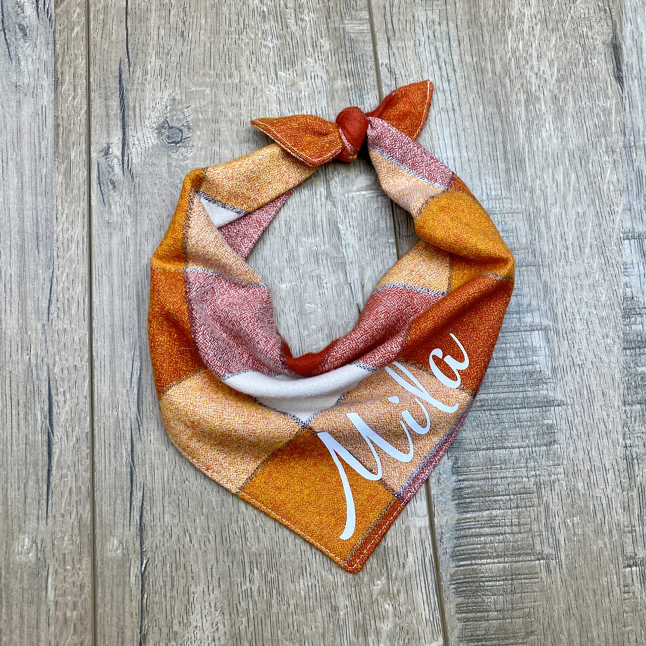 Orange check dog bandnan