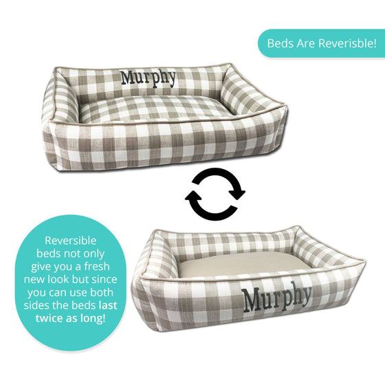 Farmhouse Check Snuggler Dog Bed Lifestyle Preview Image