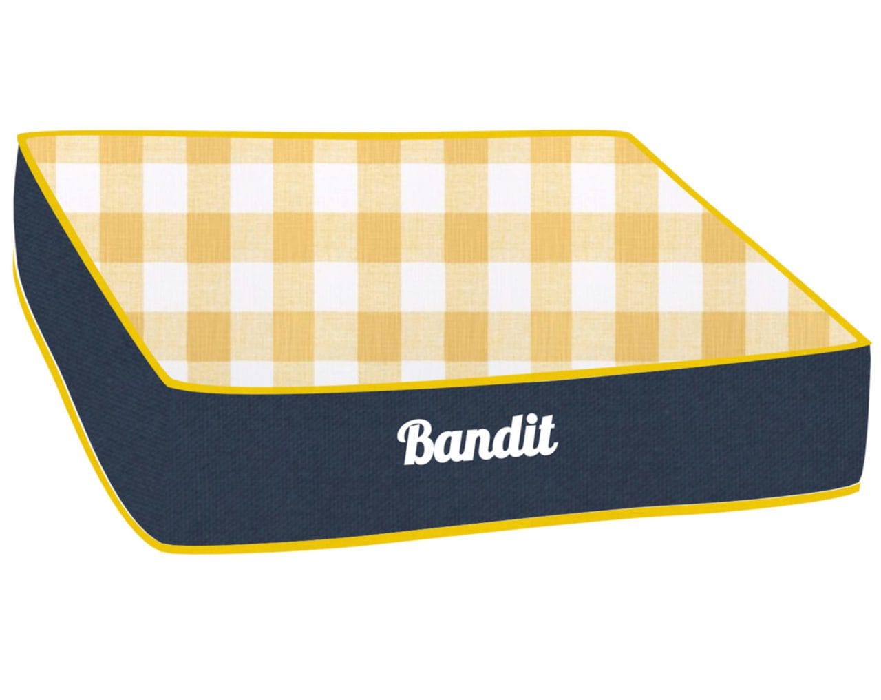 Blue and yellow mattress dog bed