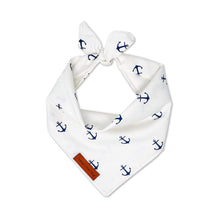 Load image into Gallery viewer, white anchor dog bandana
