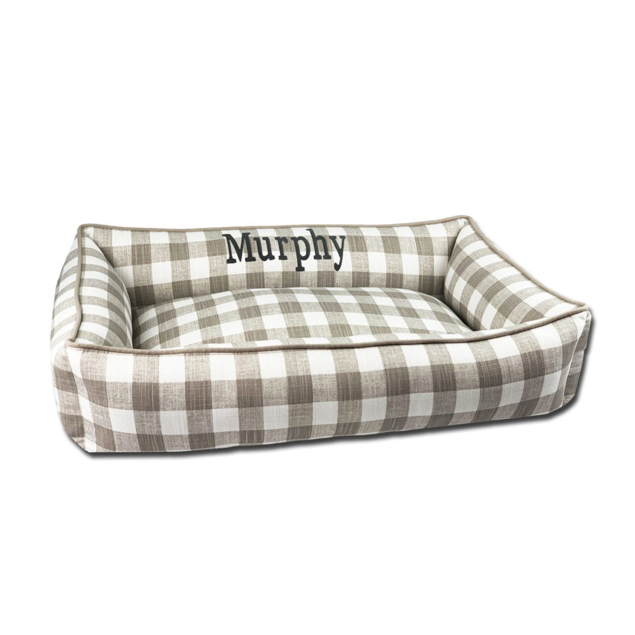 tan check dog bed