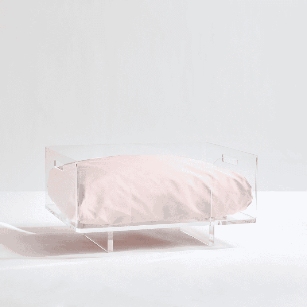 Clear Rectangular Lucite Dog Bed