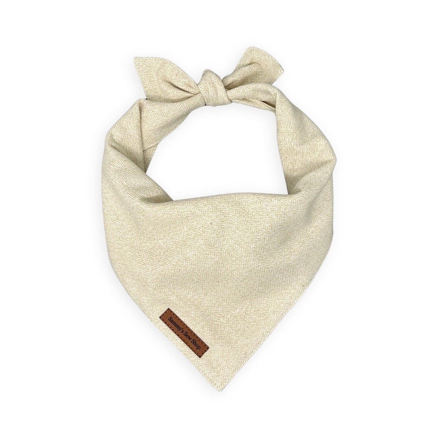 Cream Herringbone Dog Bandana