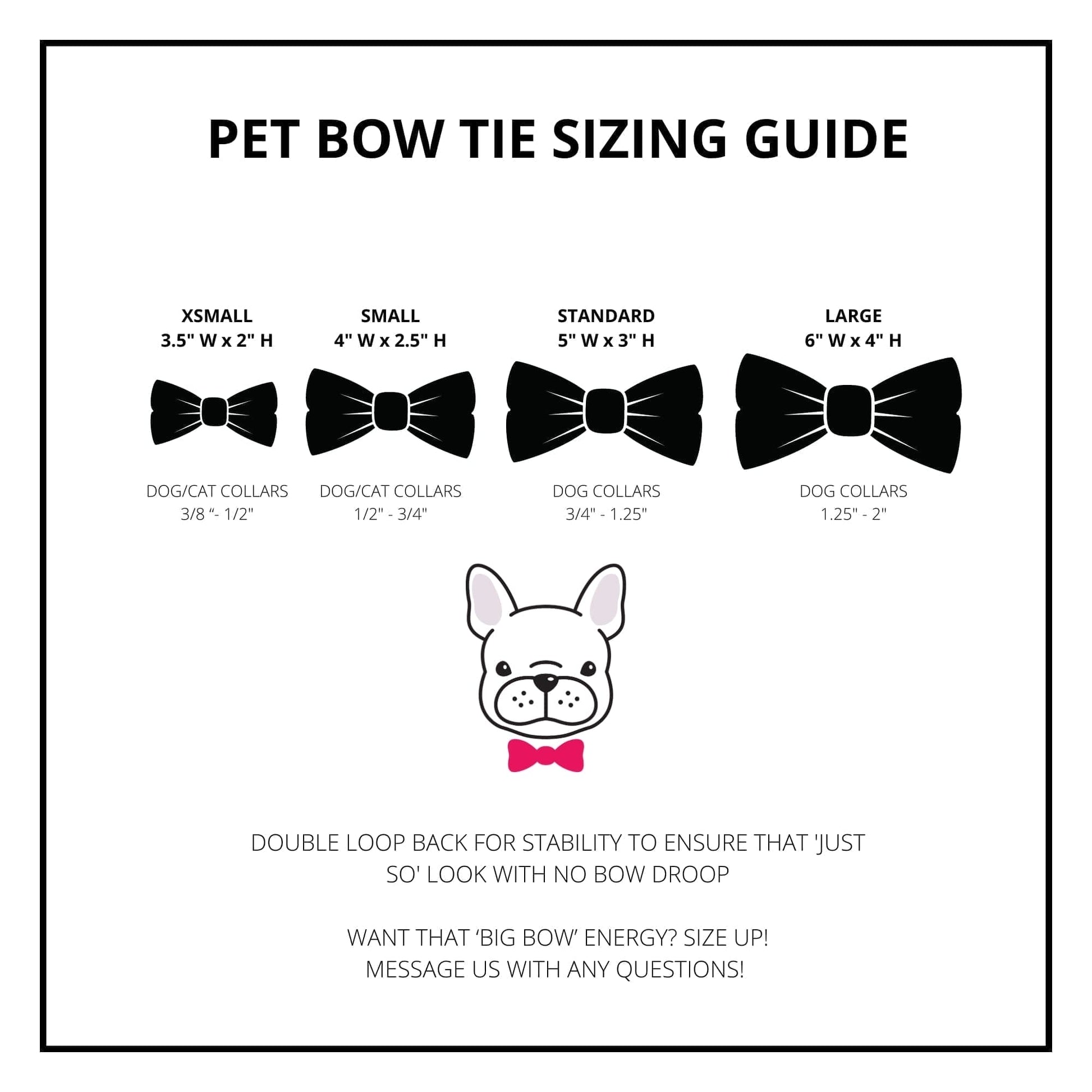 dog collar bow tie size chart