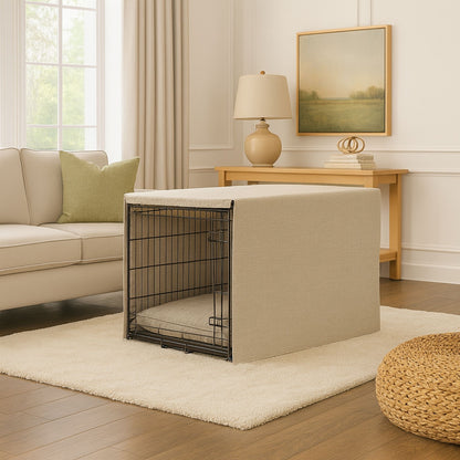 Ecru Textured Solid Crate Cover