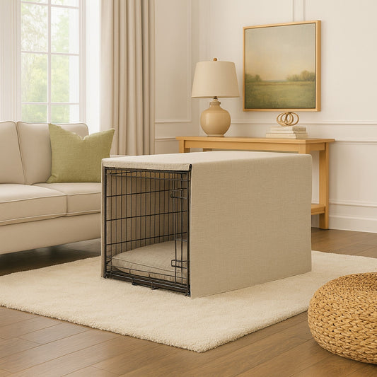 Ecru Textured Solid Crate Cover