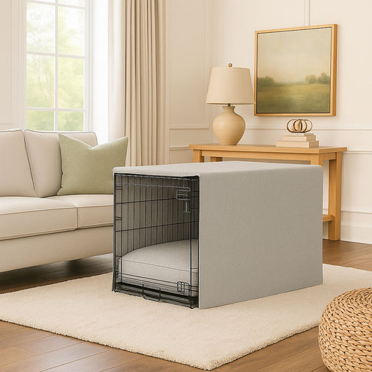 Grey Textured Solids Crate Cover