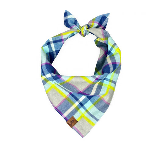 Bluebells Plaid Dog Bandana