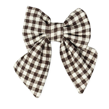 Chocolate Gingham Fancy Bow