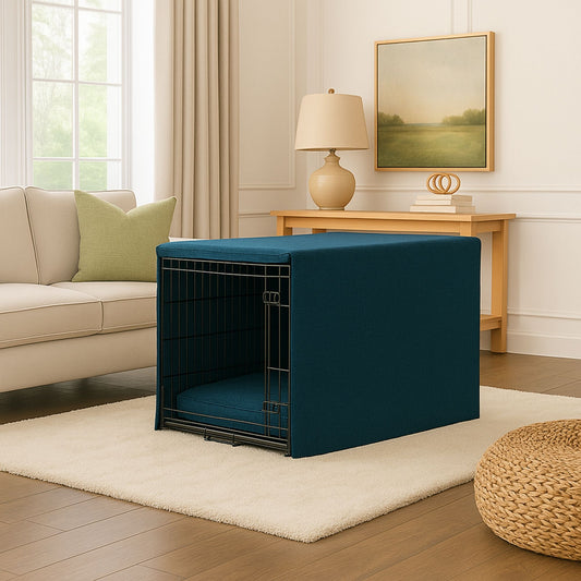 Indigo Textured Solids Crate Cover