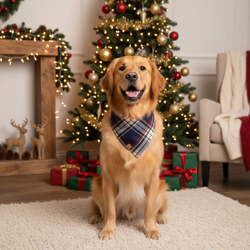 Northwoods Navy Flannel Dog Bandana