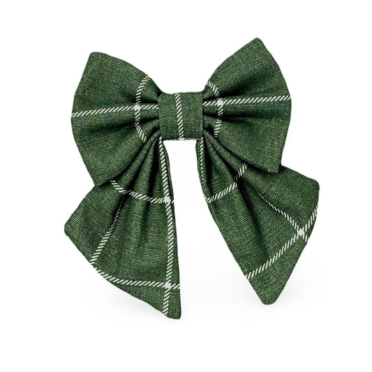 Sage Windowpane Fancy Bow