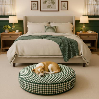 Fir Gingham Round Pet Bed