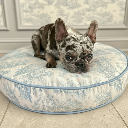 Weathered Blue Toile Round Dog Bed