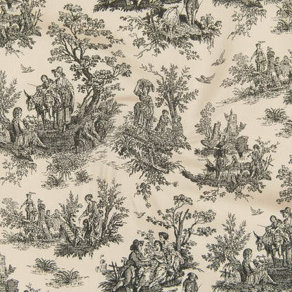 Black Toile Round Dog Bed