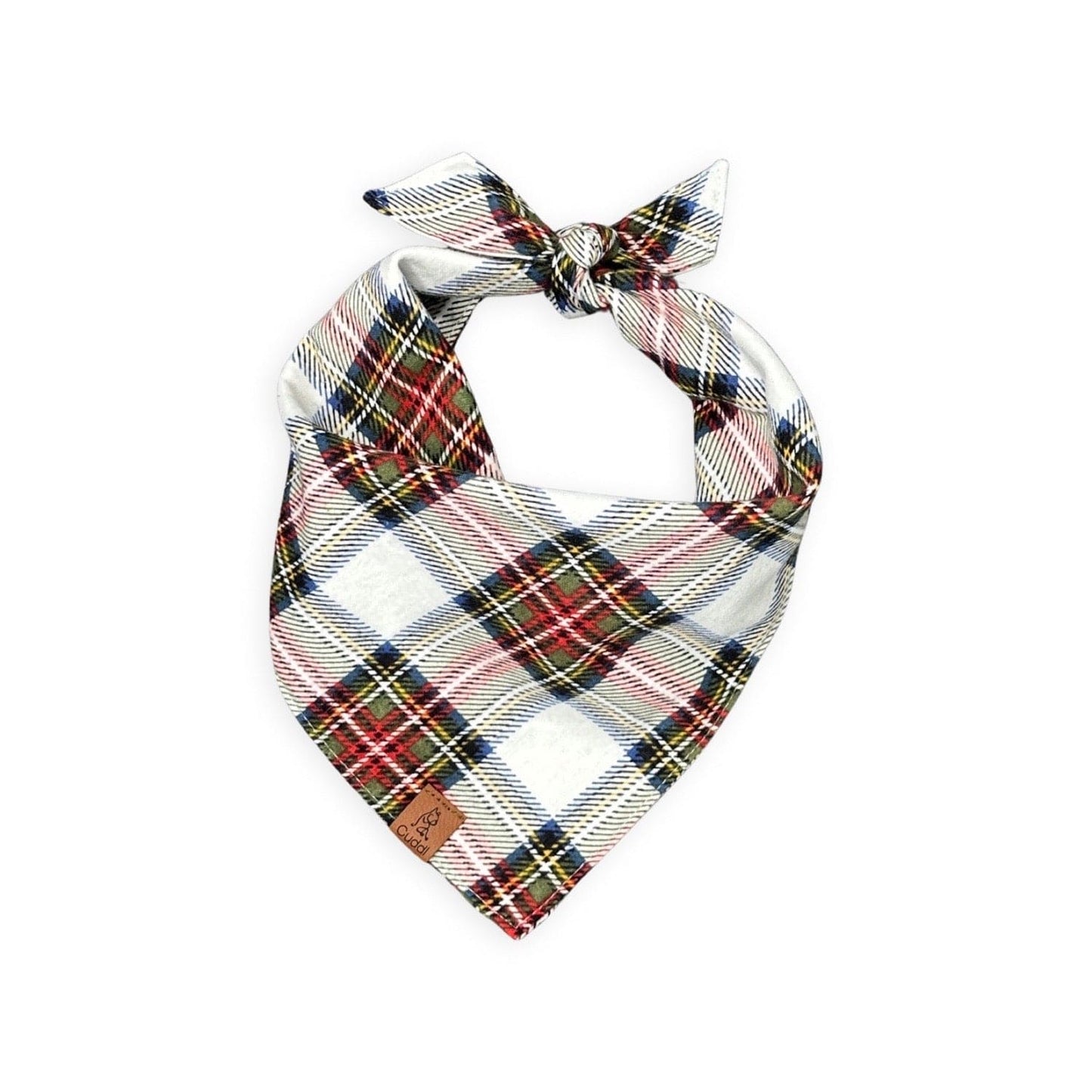 White Christmas Tartan Flannel Dog Bandana