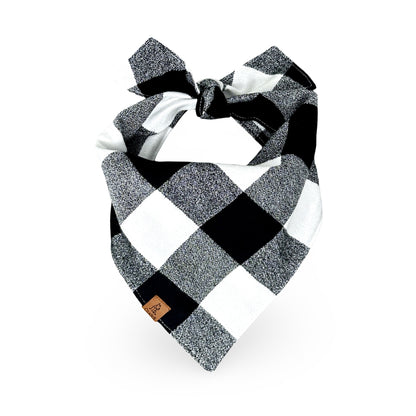 Black and white checkered bandana on premium flannel fabric