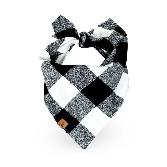 Black and white checkered bandana on premium flannel fabric