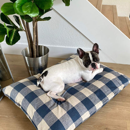 Navy & Linen Check Pillow Bed