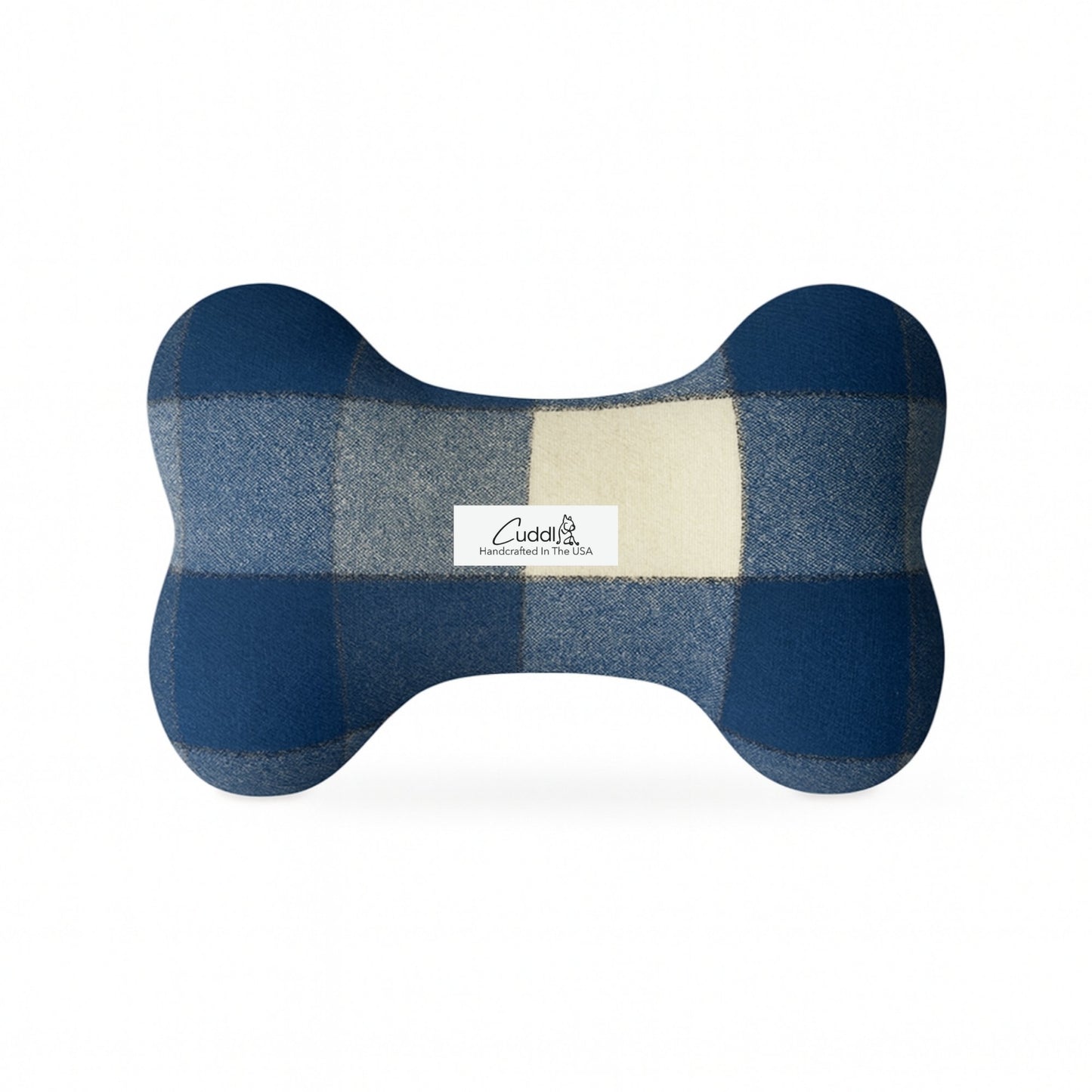 Blueberry Check Dog Bone Squeaky Toy