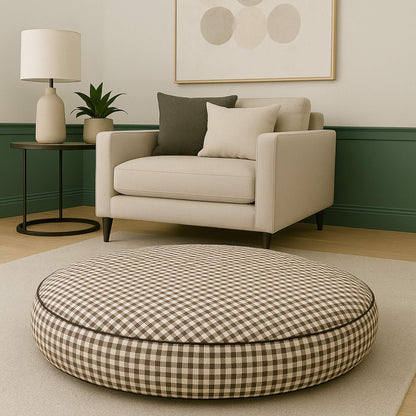 Chestnut Gingham Round Pet Bed