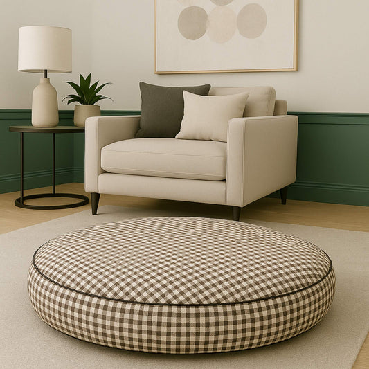 Chestnut Gingham Round Pet Bed