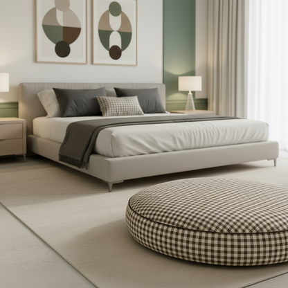 Chestnut Gingham Round Pet Bed