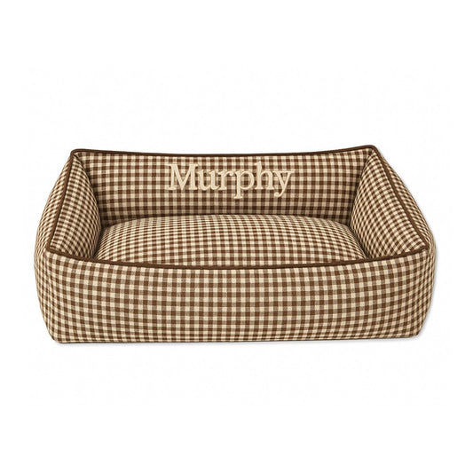 Chestnut Gingham Dog Bed