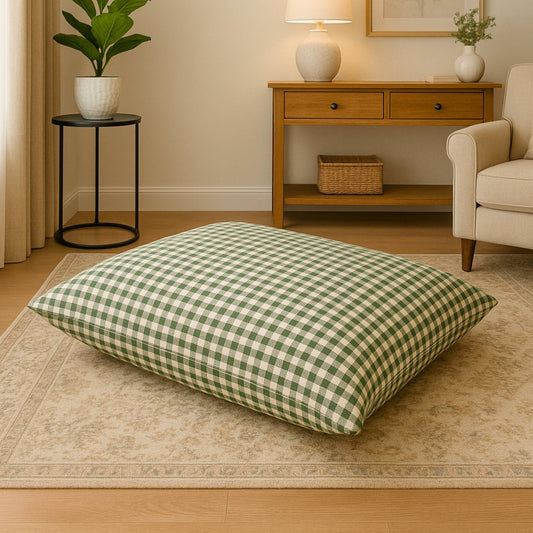 Green Gingham Pet Bed