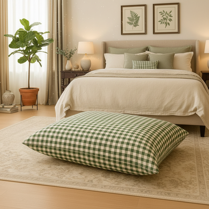 Green Gingham Pet Bed