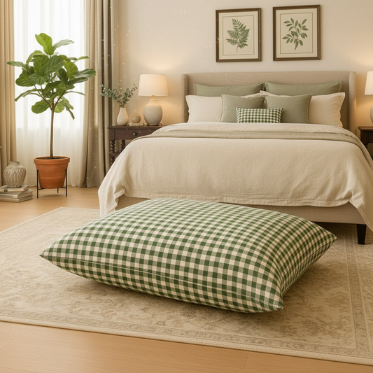 Green Gingham Pet Bed
