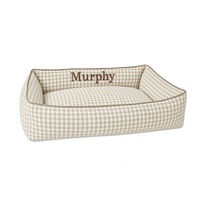 Ecru Gingham Dog Bed