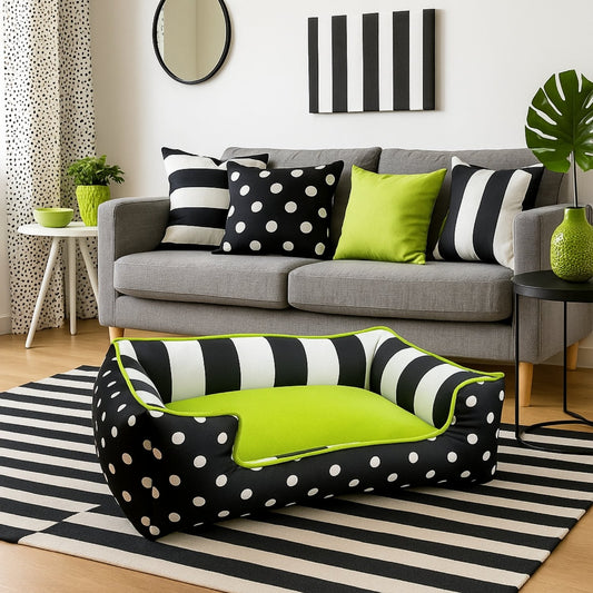 Chartreuse Polka Dot Drifter Dog Bed