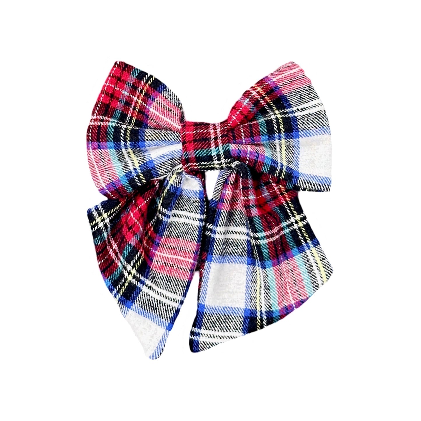 Regal White Tartan Fancy Bow