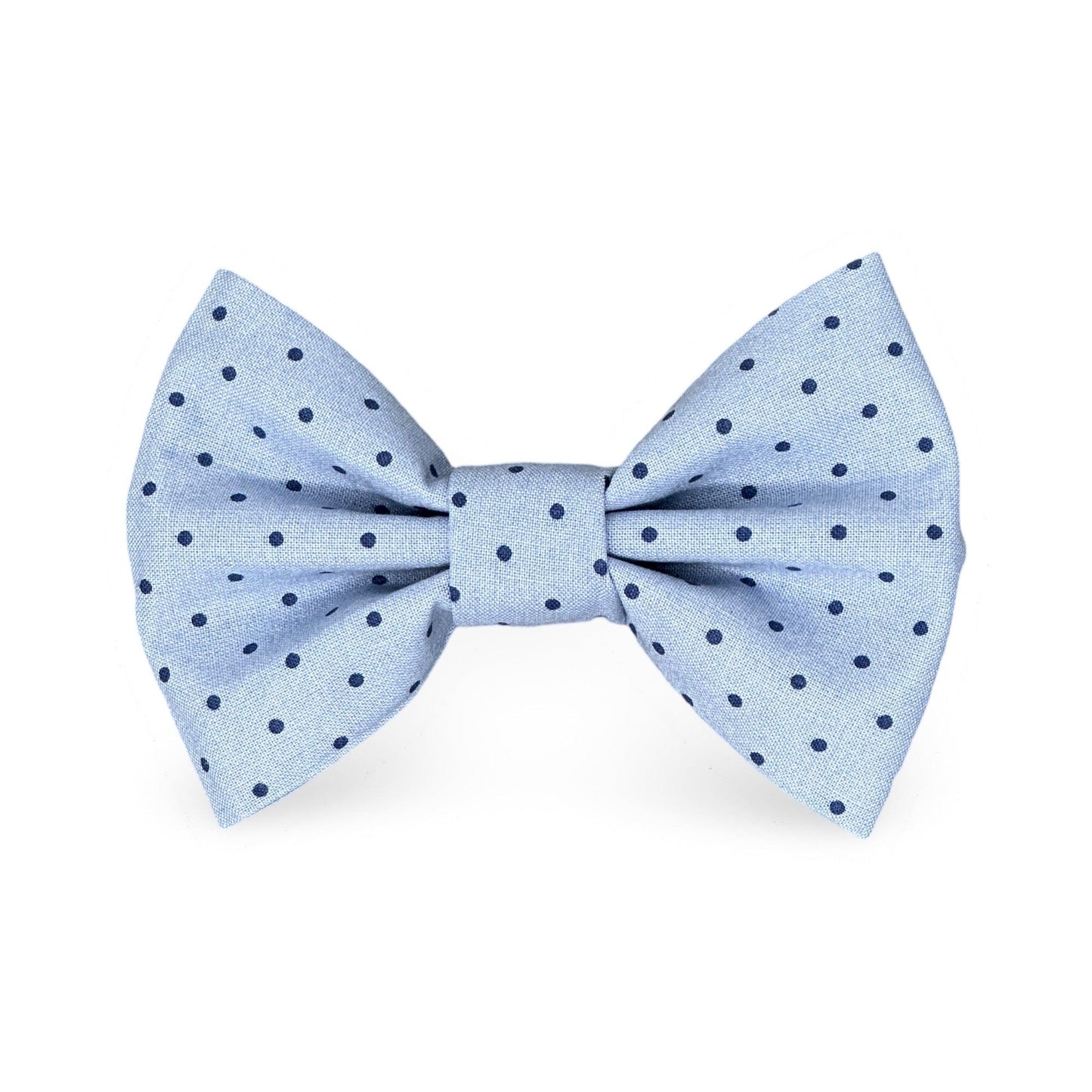 navy pin dot print on a soft blue background wedding bow tie for dogs and cats