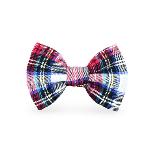 Regal White Tartan Bow Tie